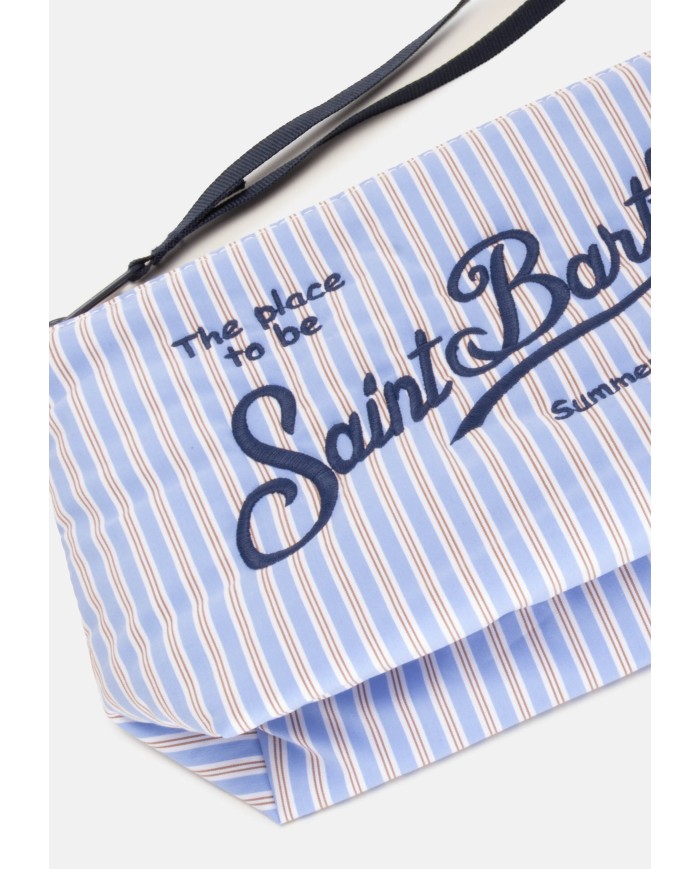 MC2 St. Barth Pochette Aline cotone rigata Celeste