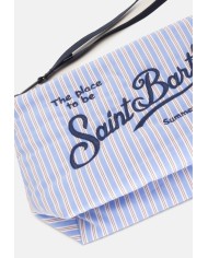 MC2 St. Barth Pochette Aline cotone rigata Celeste