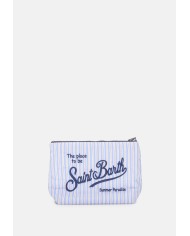 MC2 St. Barth Pochette Aline cotone rigata Celeste