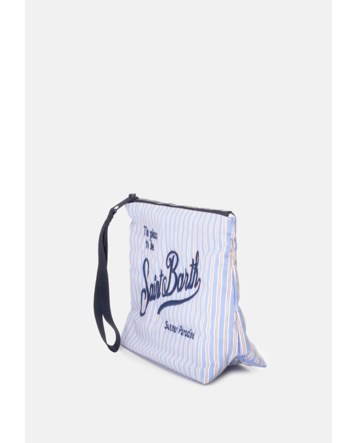 MC2 St. Barth Pochette Aline cotone rigata Celeste