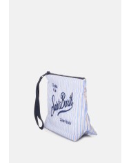 MC2 St. Barth Pochette Aline cotone rigata Celeste
