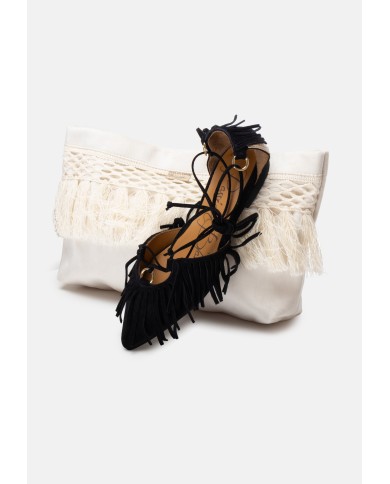 PASSION BLANCHE Scarpe donna Marilyn frange Nera