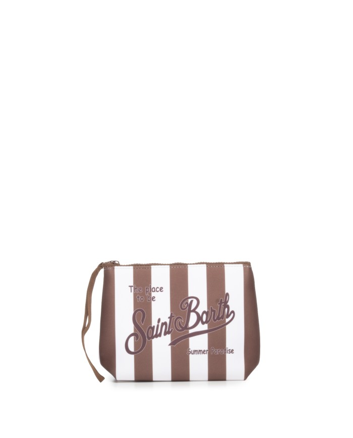 MC2 St. Barth Pochette Aline rigata marrone bianco