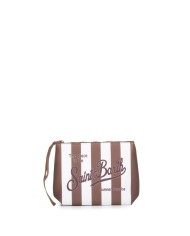 MC2 St. Barth Pochette Aline rigata marrone bianco
