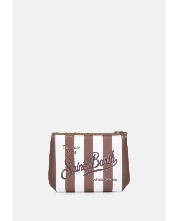 MC2 St. Barth Pochette Aline rigata marrone bianco