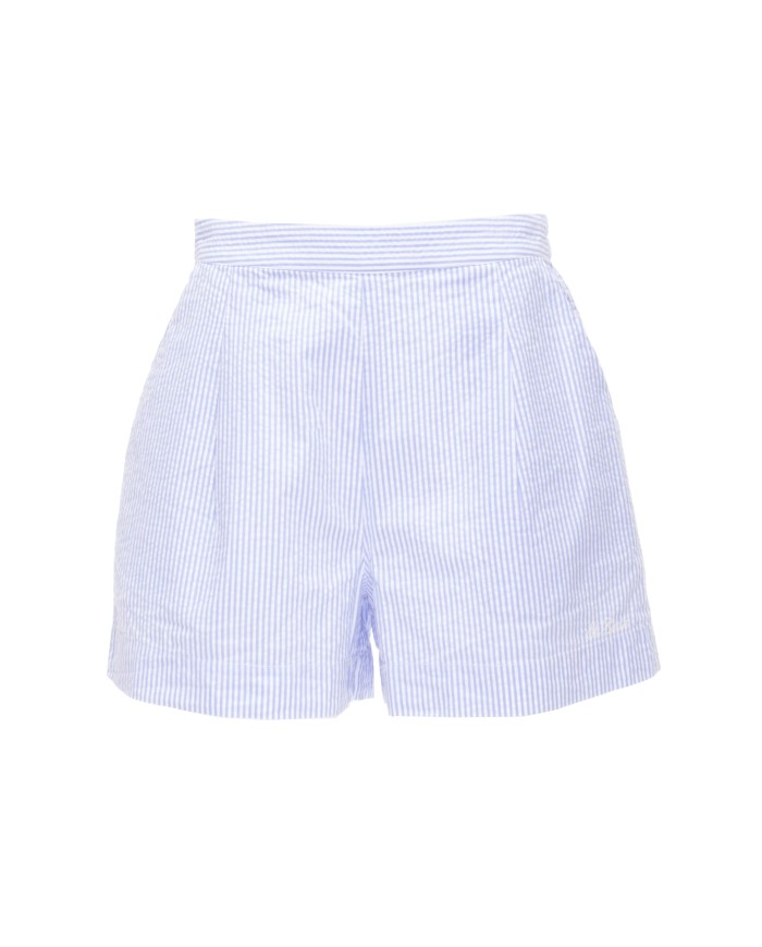 MC2 St. Barth Shorts donna seersucker bianco celeste