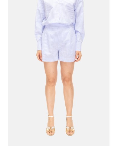 MC2 St. Barth Shorts donna seersucker bianco celeste