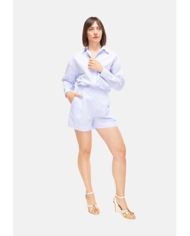 MC2 St. Barth Shorts donna seersucker bianco celeste