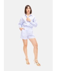MC2 St. Barth Shorts donna seersucker bianco celeste