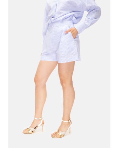 MC2 St. Barth Shorts donna seersucker bianco celeste