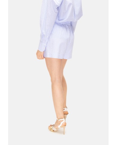 MC2 St. Barth Shorts donna seersucker bianco celeste