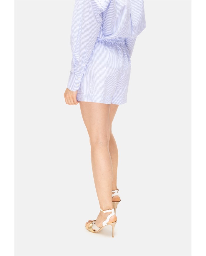 MC2 St. Barth Shorts donna seersucker bianco celeste