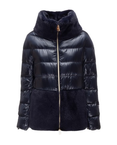 HERNO Piumino con ecopelliccia blu