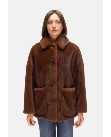 HERNO Ecopelliccia visone marrone