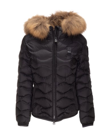BLAUER Piumino onde cappuccio pelliccia Aldie nero