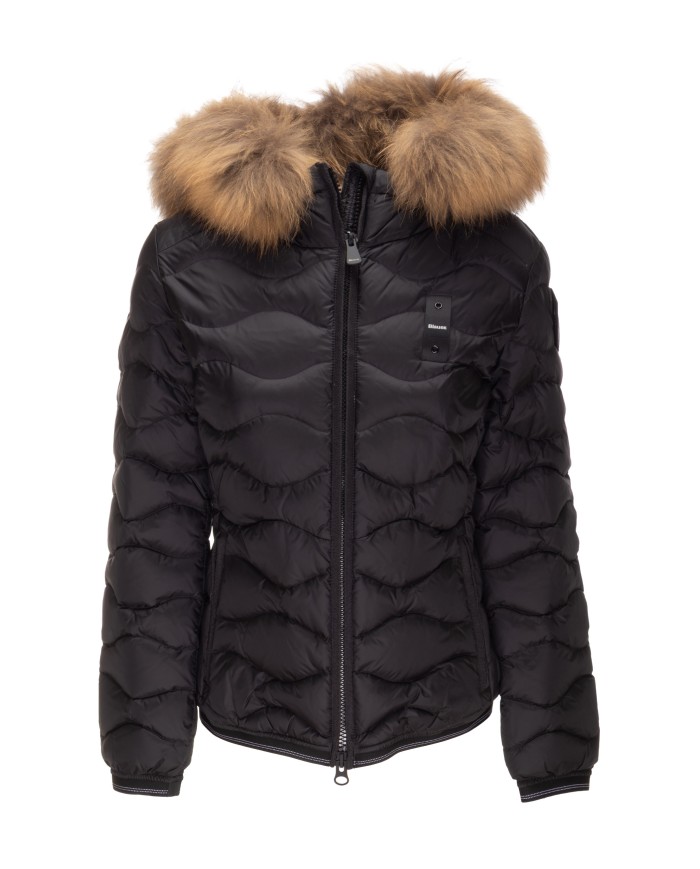 BLAUER Piumino onde cappuccio pelliccia Aldie nero