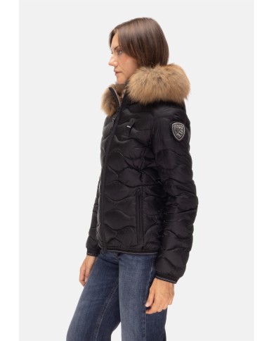 BLAUER Piumino onde cappuccio pelliccia Aldie nero