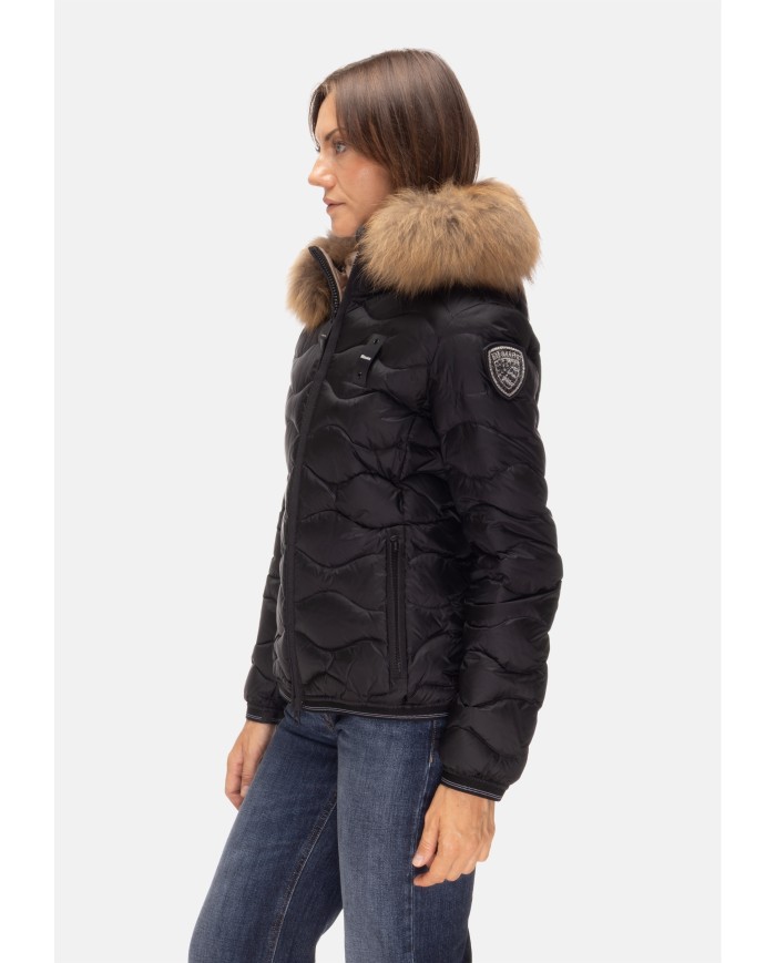 BLAUER Piumino onde cappuccio pelliccia Aldie nero