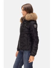 BLAUER Piumino onde cappuccio pelliccia Aldie nero