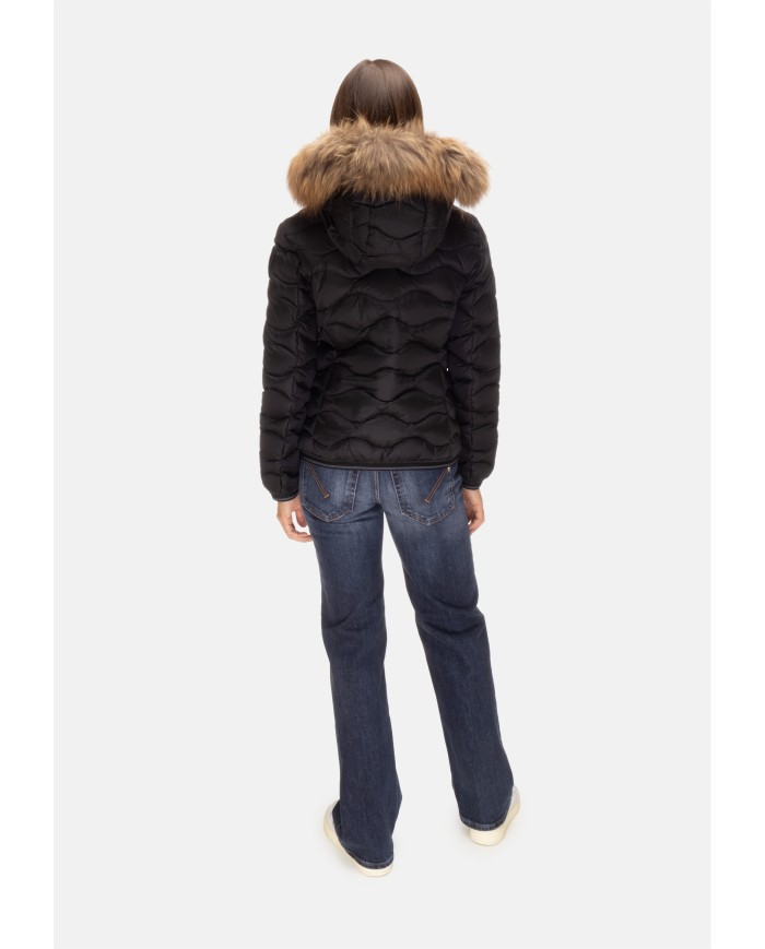 BLAUER Piumino onde cappuccio pelliccia Aldie nero