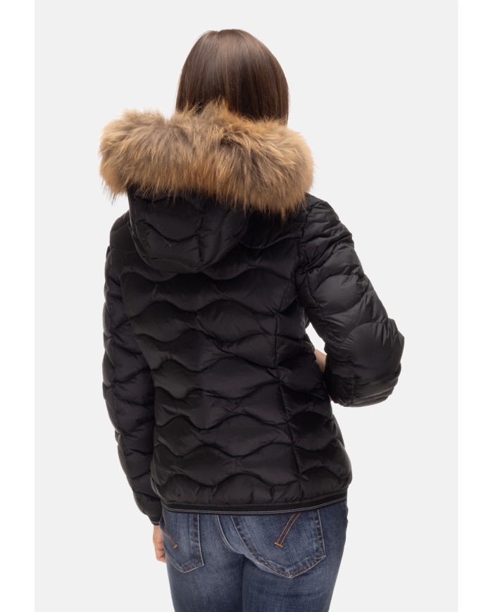BLAUER Piumino onde cappuccio pelliccia Aldie nero