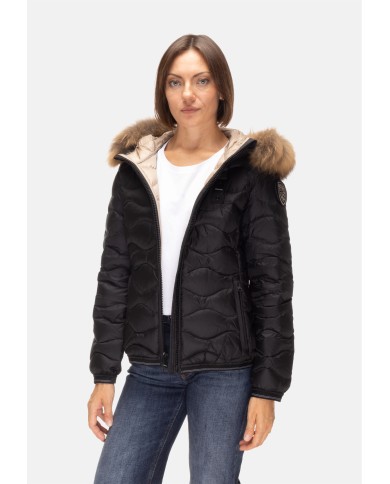 BLAUER Piumino onde cappuccio pelliccia Aldie nero