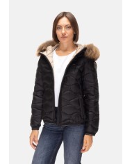 BLAUER Piumino onde cappuccio pelliccia Aldie nero