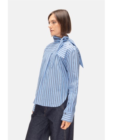 TELA Camicia con fiocco rigata