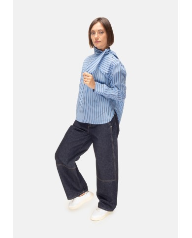 TELA Camicia con fiocco rigata