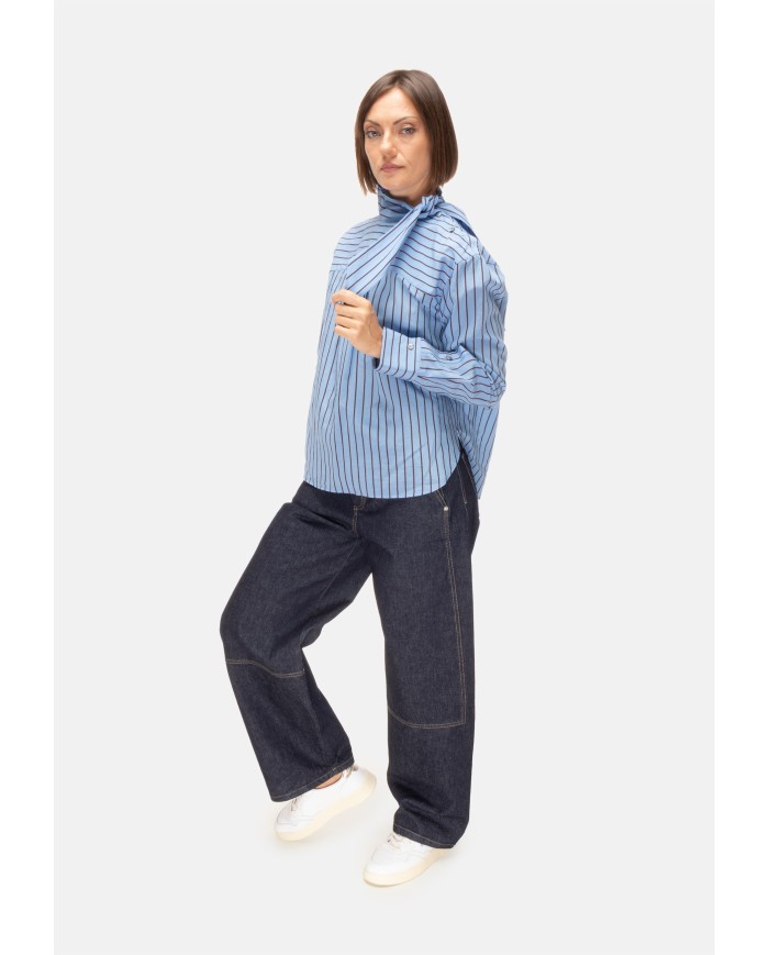 TELA Camicia con fiocco rigata