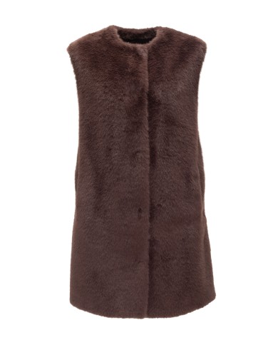 HERNO Gilet ecopelliccia marrone