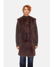 HERNO Gilet ecopelliccia marrone