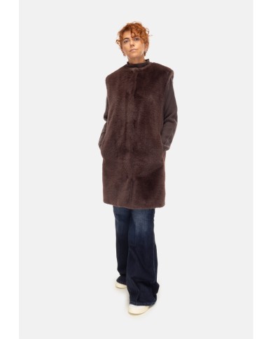 HERNO Gilet ecopelliccia marrone
