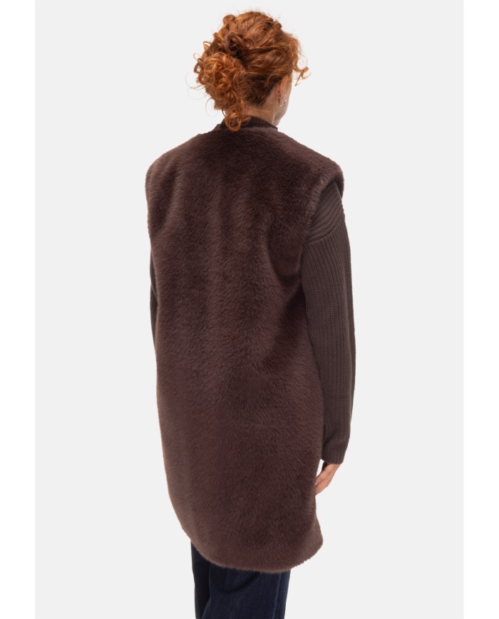 HERNO Gilet ecopelliccia marrone