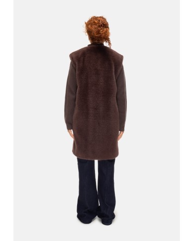 HERNO Gilet ecopelliccia marrone