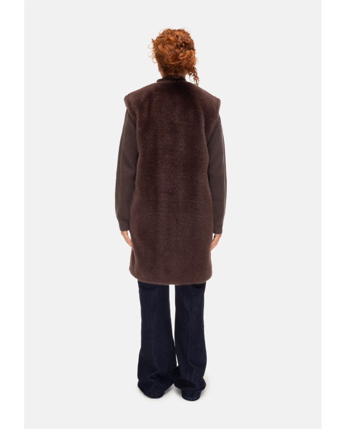 HERNO Gilet ecopelliccia marrone