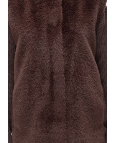 HERNO Gilet ecopelliccia marrone