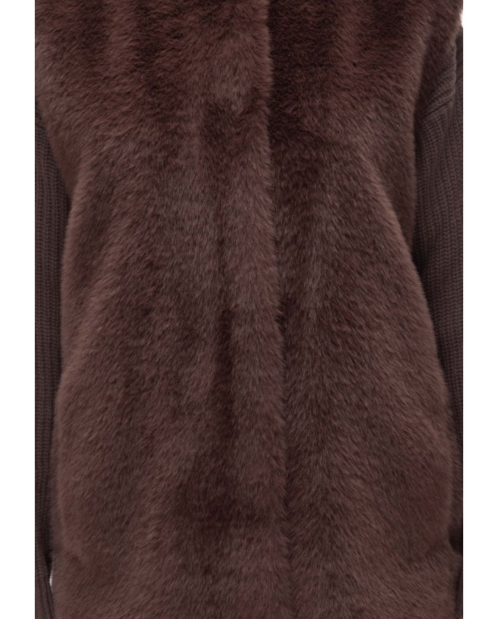 HERNO Gilet ecopelliccia marrone