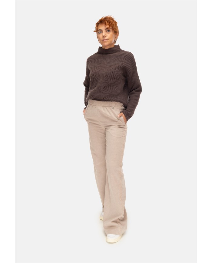 HERNO Pantaloni donna elastico in vita avorio