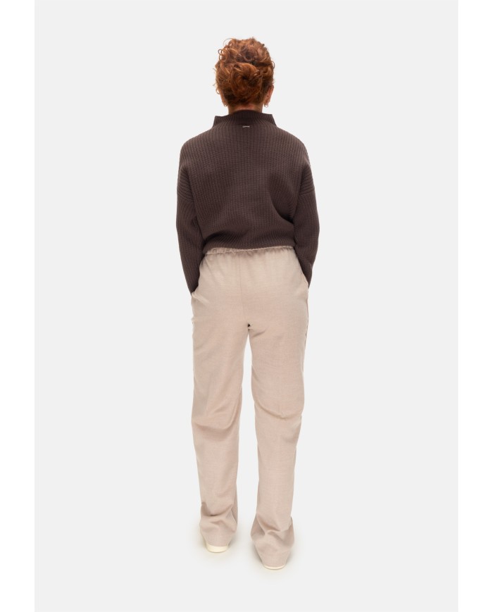 HERNO Pantaloni donna elastico in vita avorio