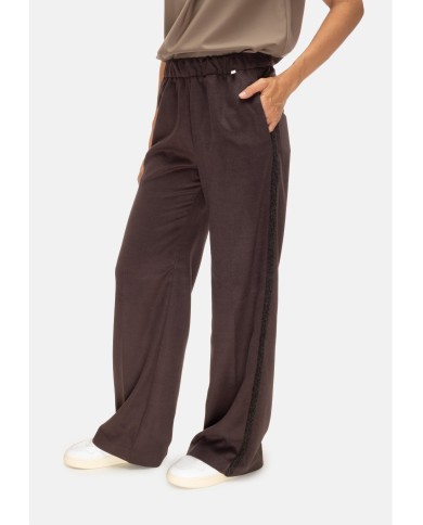 HERNO pantalone con banda laterale.fondente