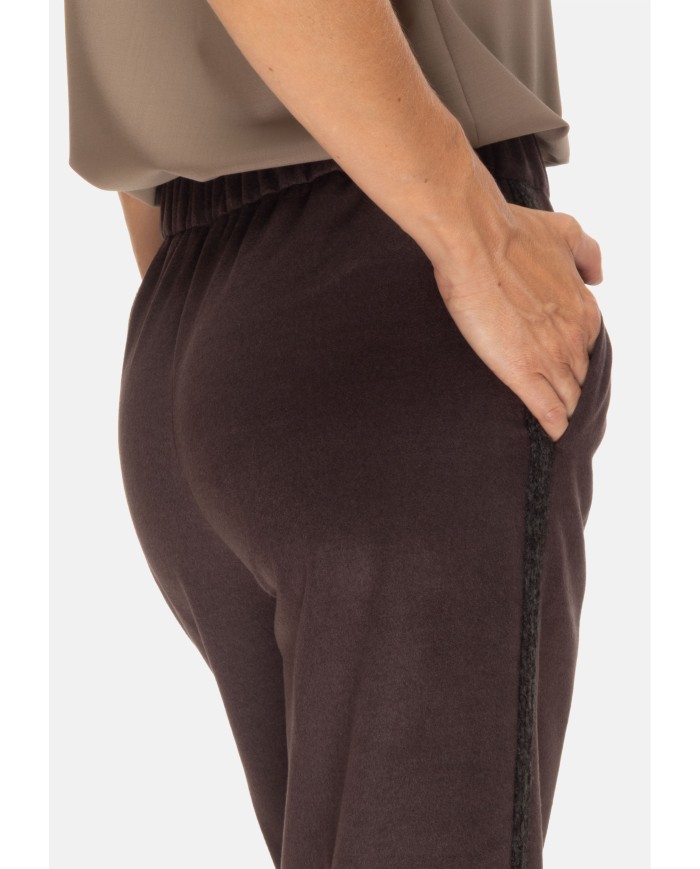 HERNO pantalone con banda laterale.fondente