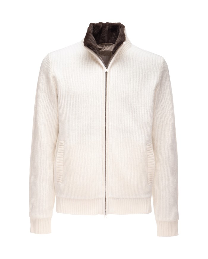 HERNO Cardigan uomo bianco latte