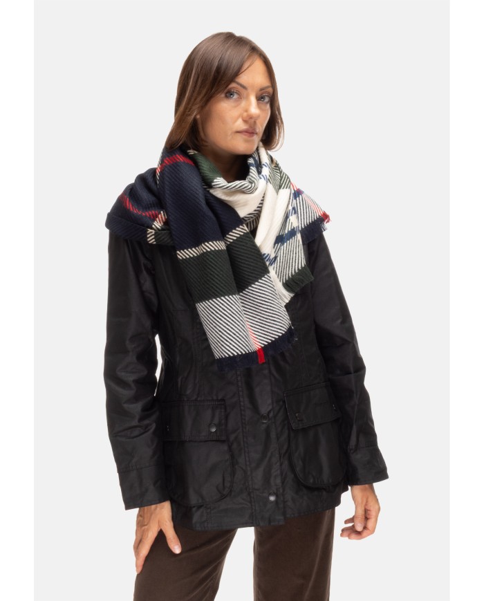BARBOUR Sciarpa tartan verde panna