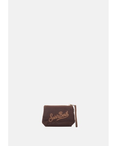 MC2 St. Barth Pochette mini animalier marrone nera