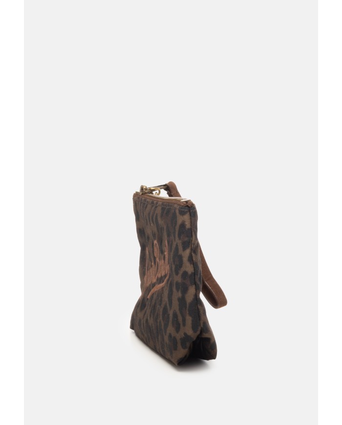 MC2 St. Barth Pochette mini animalier marrone nera